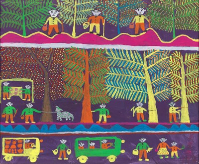 黃票生1992年壓克力作品遊山玩水誠快樂