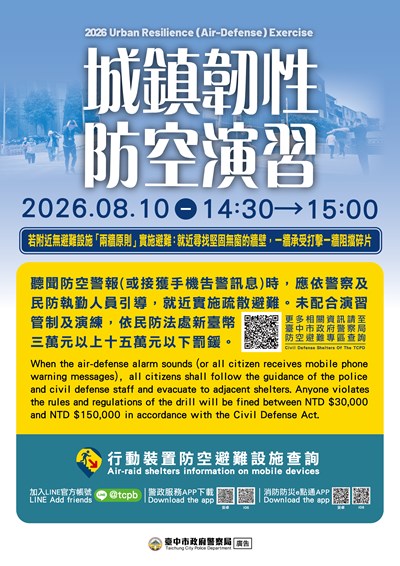 本市2026城鎮韌性（防空）演習
